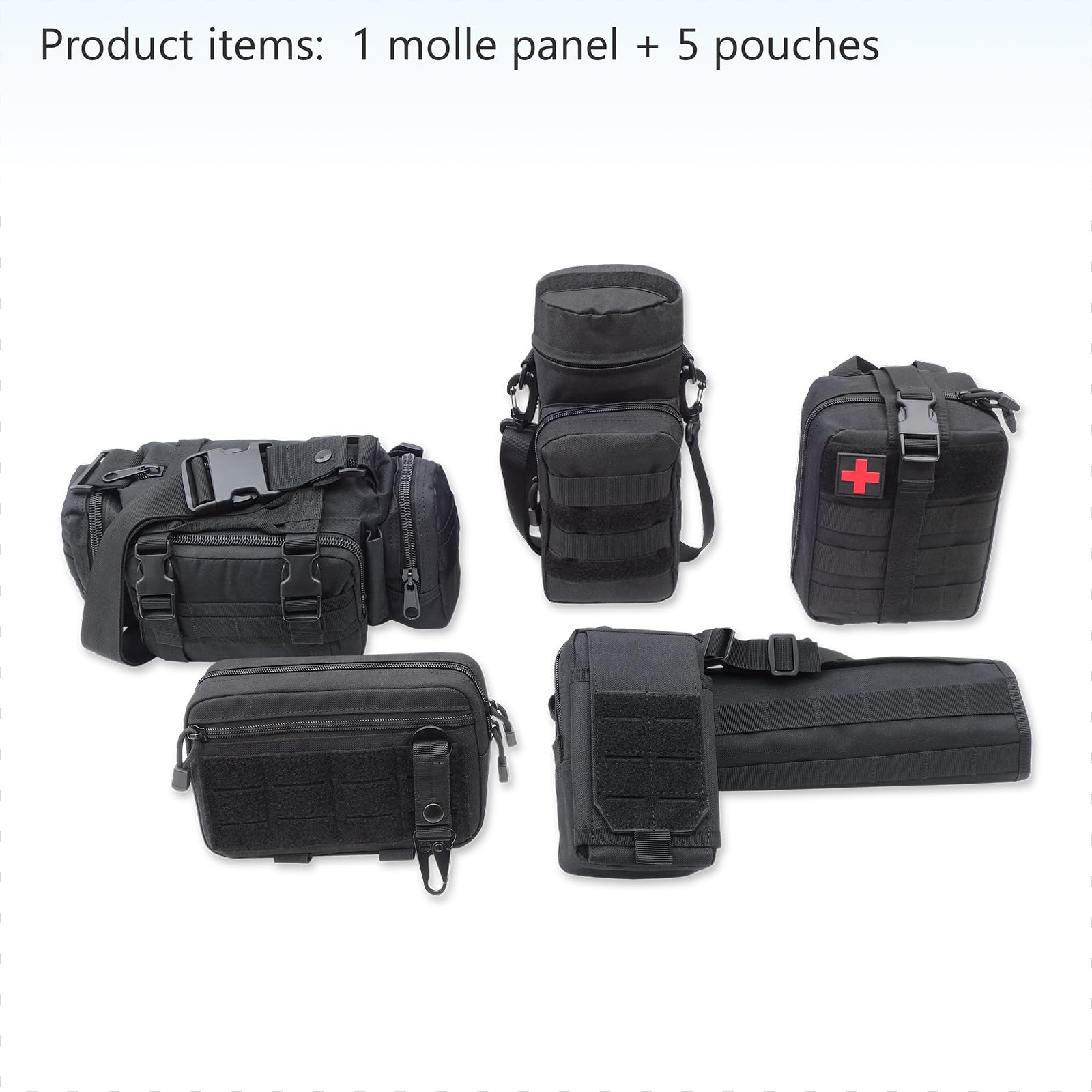 Molle Auto Organizer Tactical Car Seat Back Organizer 5 Detachable Pouches