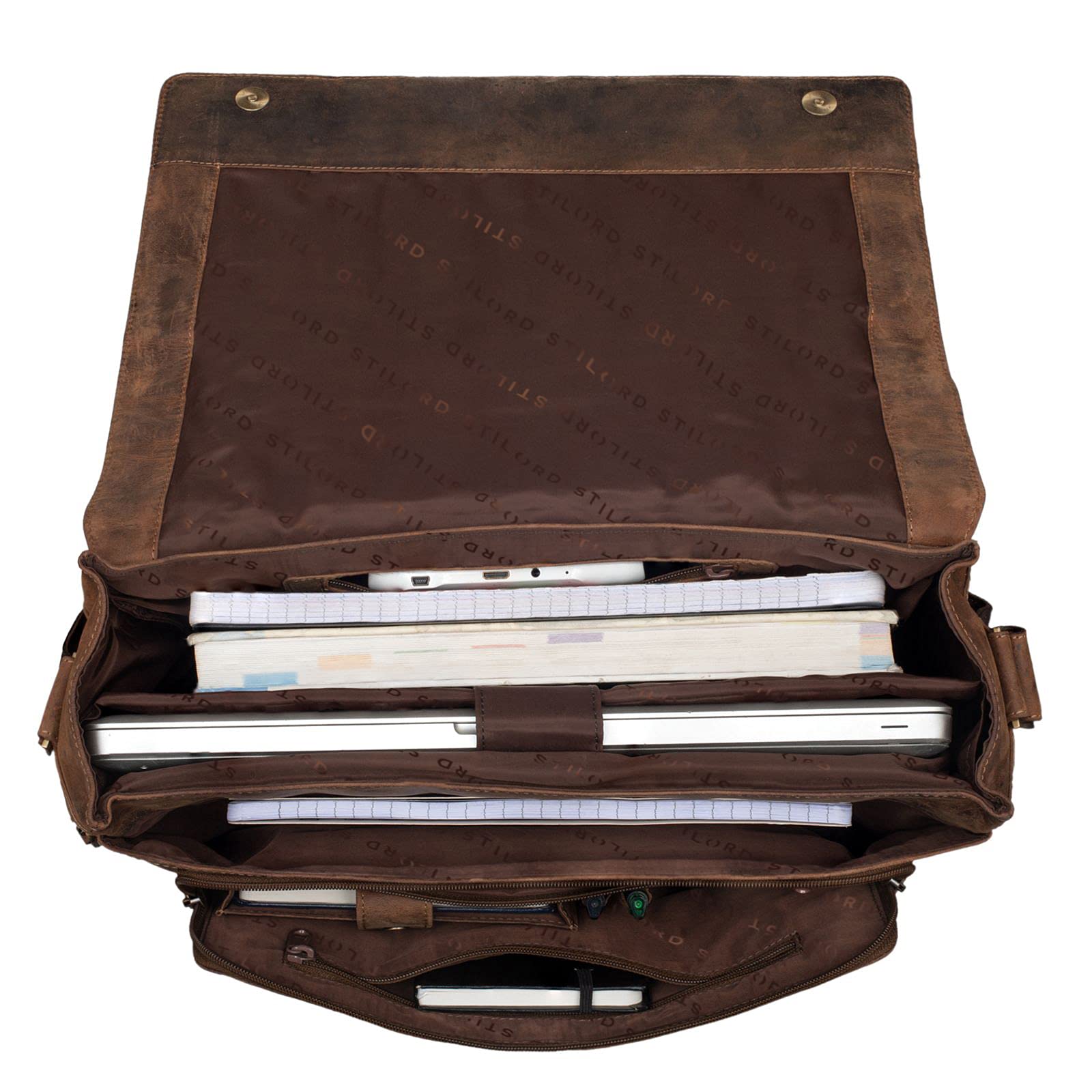 STILORD Vintage Umhängetasche Leder groß für Herren Damen 15.6 Zoll Laptoptasche Unitasche Bürotasche Moderne Aktentasche aus echtem Büffelleder