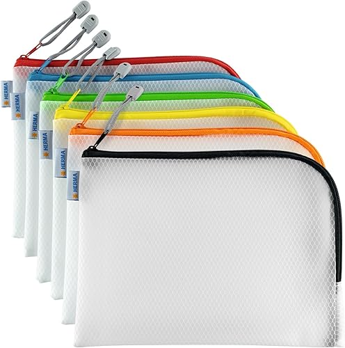 Herma 20007 Bolso de tocador con Cremallera A5, Paquete de 10, Transparente (26 