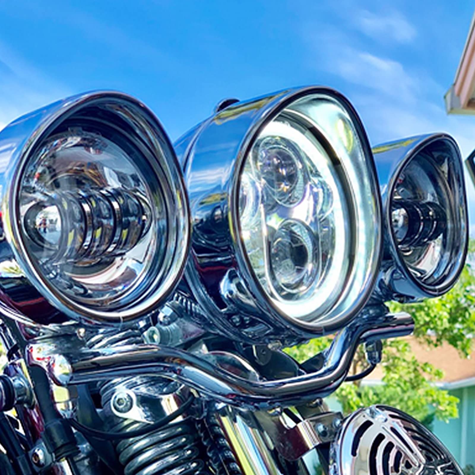 Moto 4.5 '' Ausiliario Fendinebbia Trim Ring Cover 4 1/2 "LED Passing Lampada Trim Anelli Visiera Stile Fit per Harley Touring Electra Glide Road King Chrome
