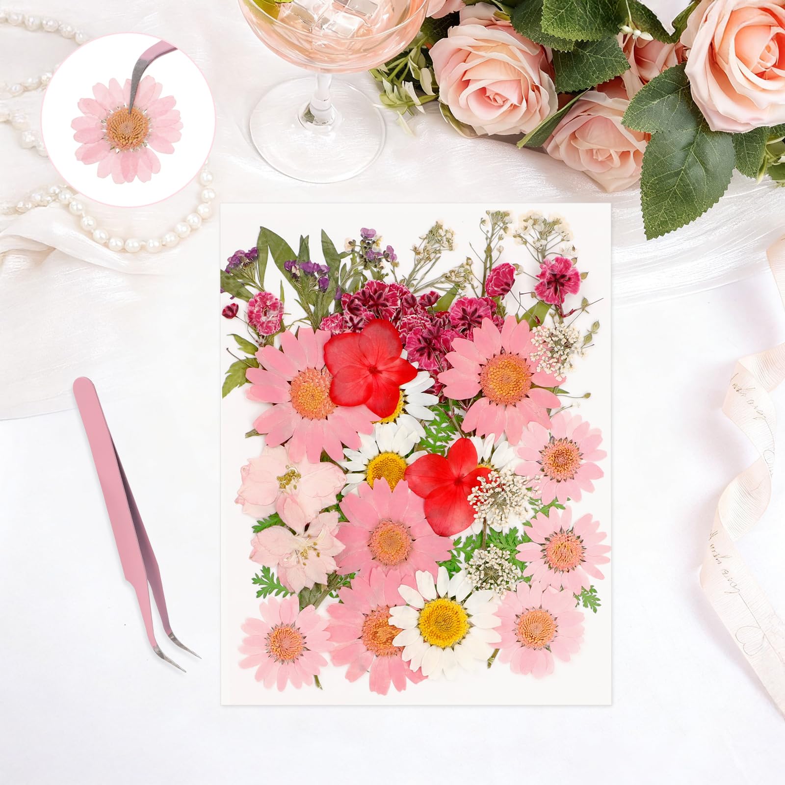 HUOMAQFAN 37PC Dried Pressed Flowers， Pressed Flowers and Leavess for DIY