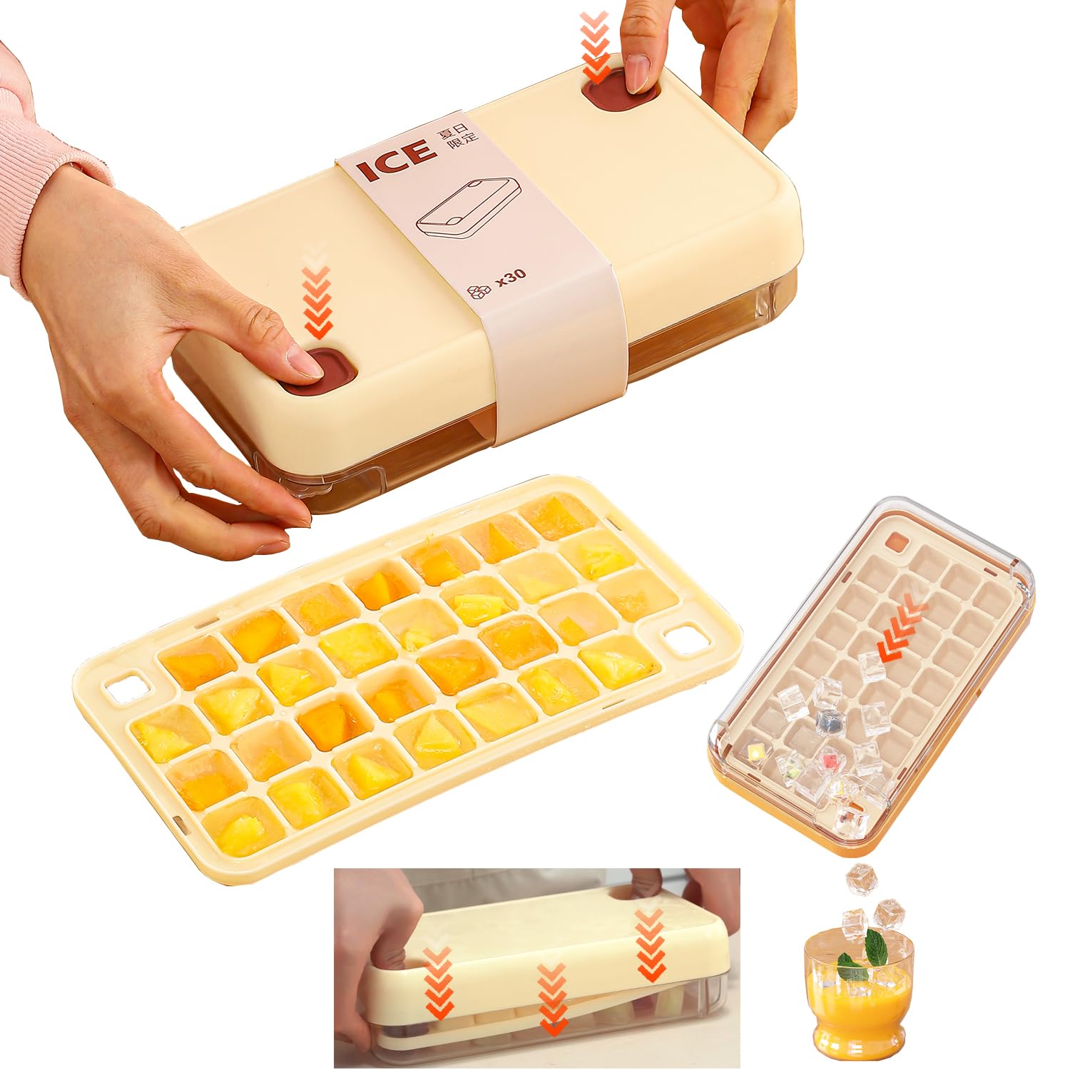 Amazon | Hanakaze 冷蔵庫 製氷皿 ワンプッシュで簡単に氷を取り出せる