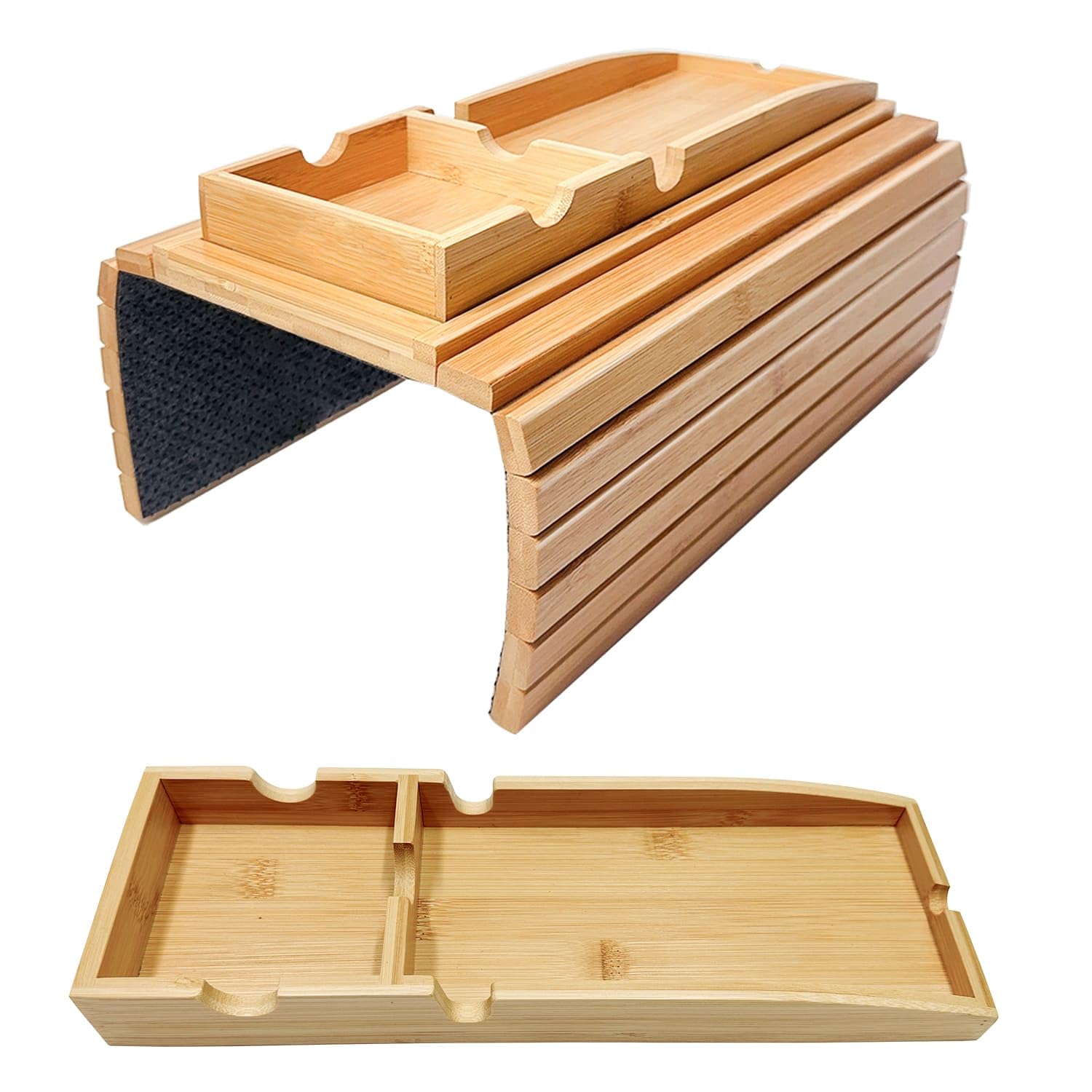 Couch Cup Holder | Couch Caddy with Detachable Couch Cup Holder Tray | Anti-Slip Foldable Sofa Table Tray - Cup Holder Tray for Drinks Cup Cellphone Remote Snacks