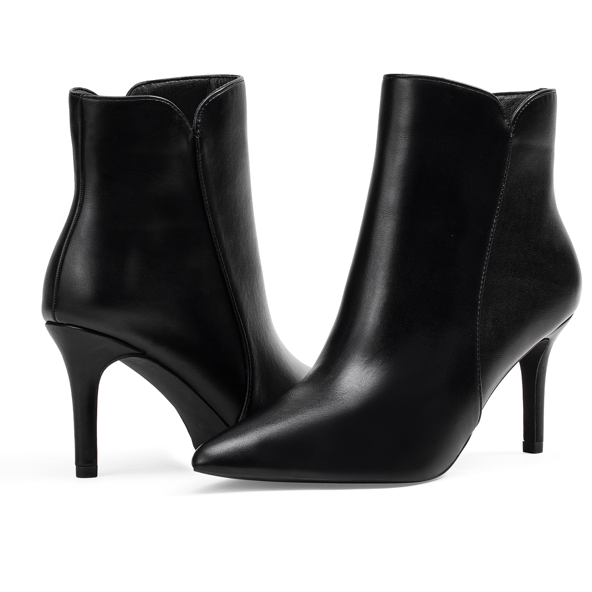 Elisabet Tang Women Chic Heeled Ankle Boots,Sexy Pointed Toe with 3 Inch High Heel Fashion Stylish Booties with Side Zipper Evening Party Dress Shoes