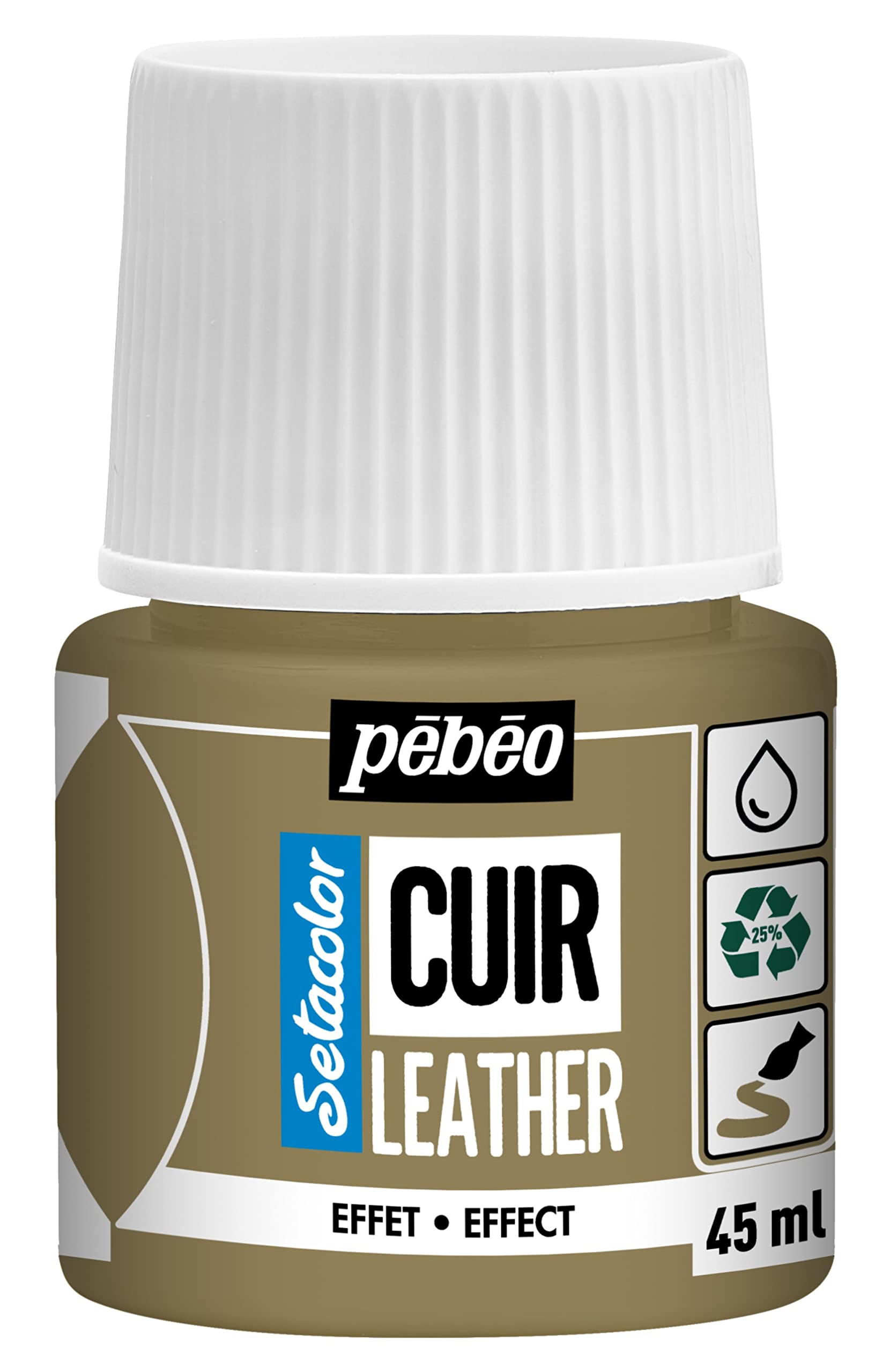 PEBEO - Setacolor Leather - Acrylic Paint for Leather and Leatherette - Customization Bag, Shoe, Sneaker - Scratch resistance, folds, rubbing - Metal Effect - Metal Gold - 45 ml