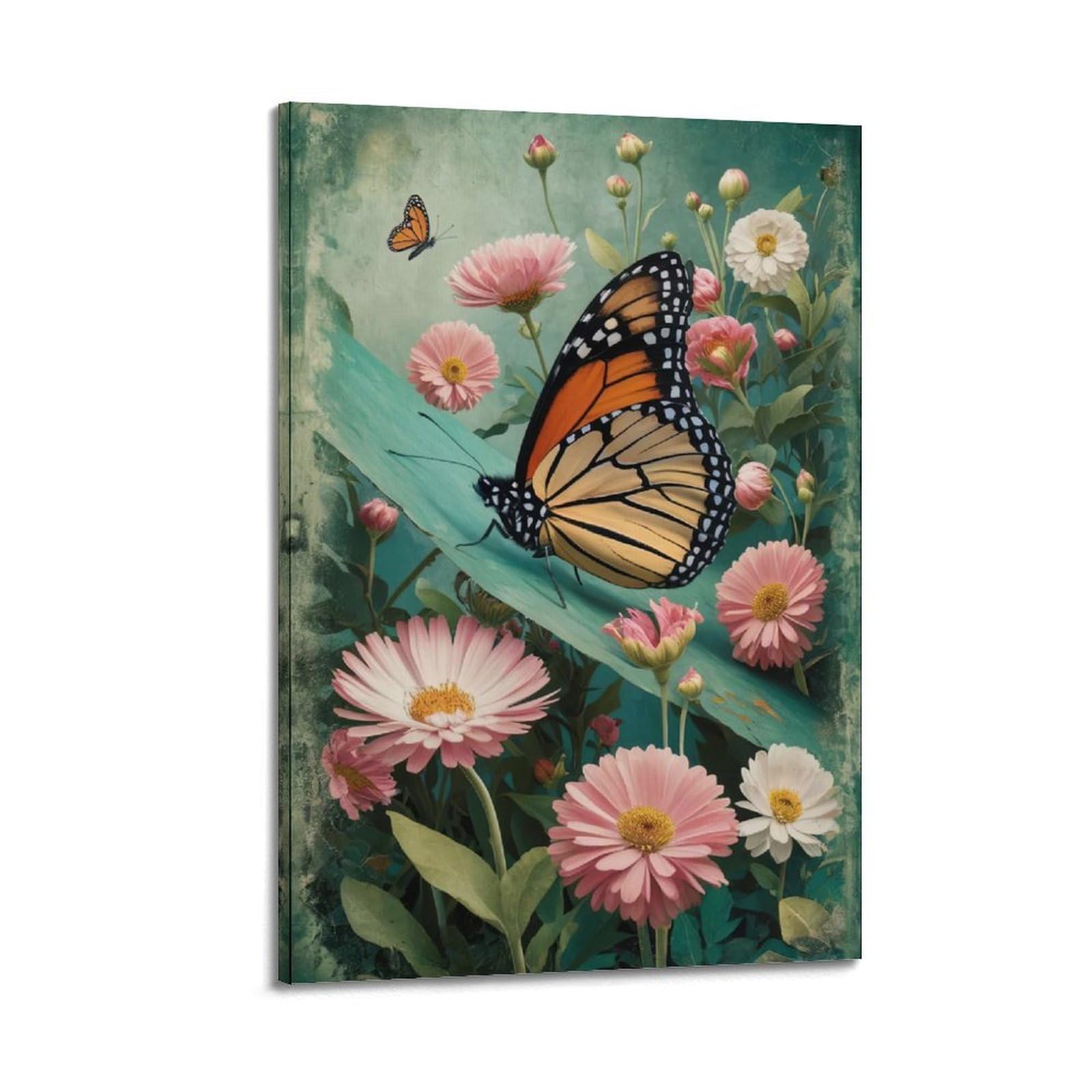 WZKTCL Animal Artwork Poster Flowers And Butterflies Poster Decorative Painting Canvas Wall Posters And Art Picture Print Modern Family Bedroom Decor Posters 24x36inch(60x90cm)