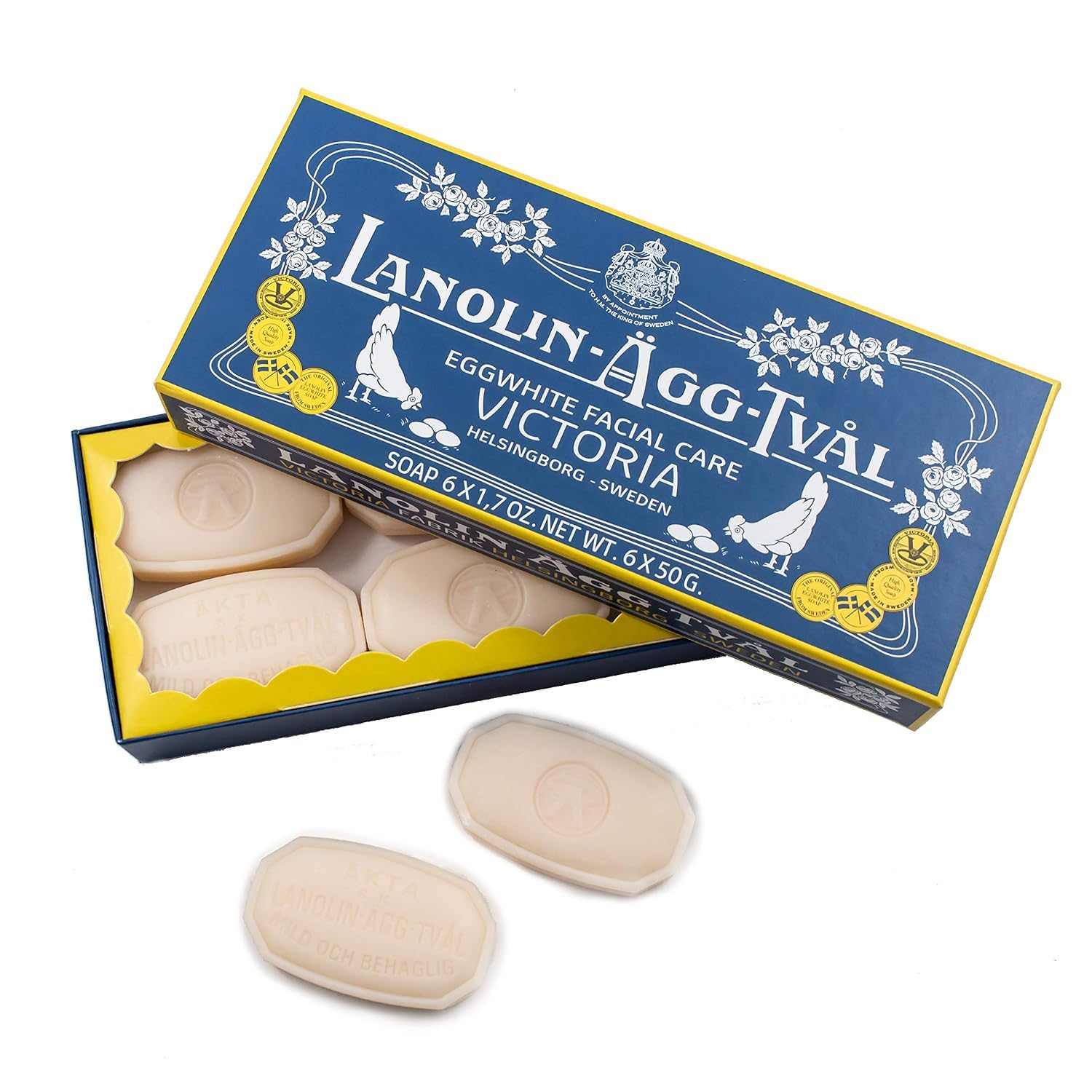 Lanolin-Ägg-Tval zestaw mydła, 6 x 50 g