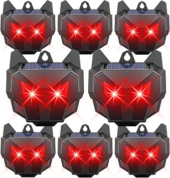 8 Pcs Solar Predator Light Nocturnal Animal Repeller Outdoor Coyote Deterrent Devices Light Sensor Animal Repellent for Chicken Coop Skunk Deer Fox Raccoon Cat Garden Yard Farm