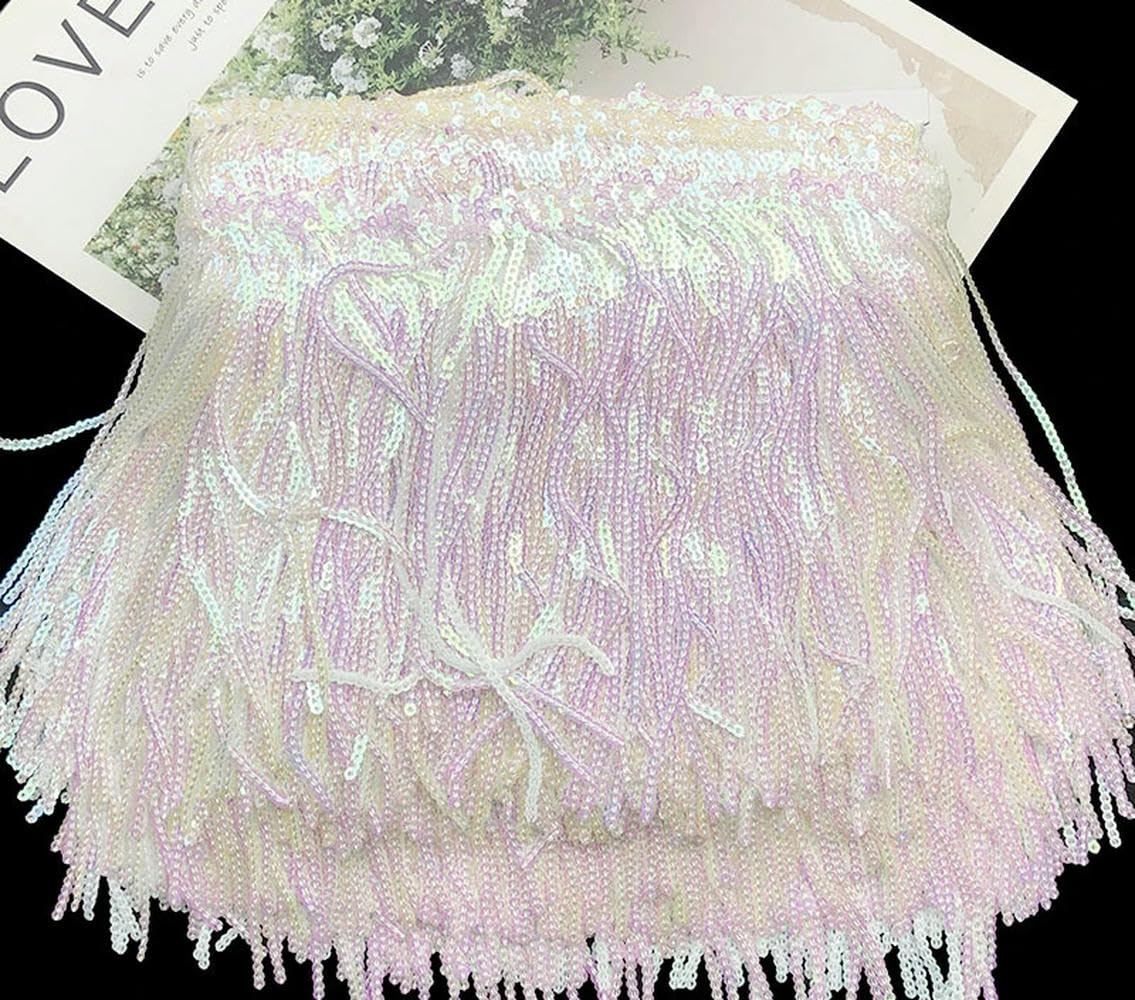 17CM 15 yards Paillettes Nappe frange Tessuto di pizzo Trim Nastro Abiti da spettacolo di danza Decor Accessori per cucire