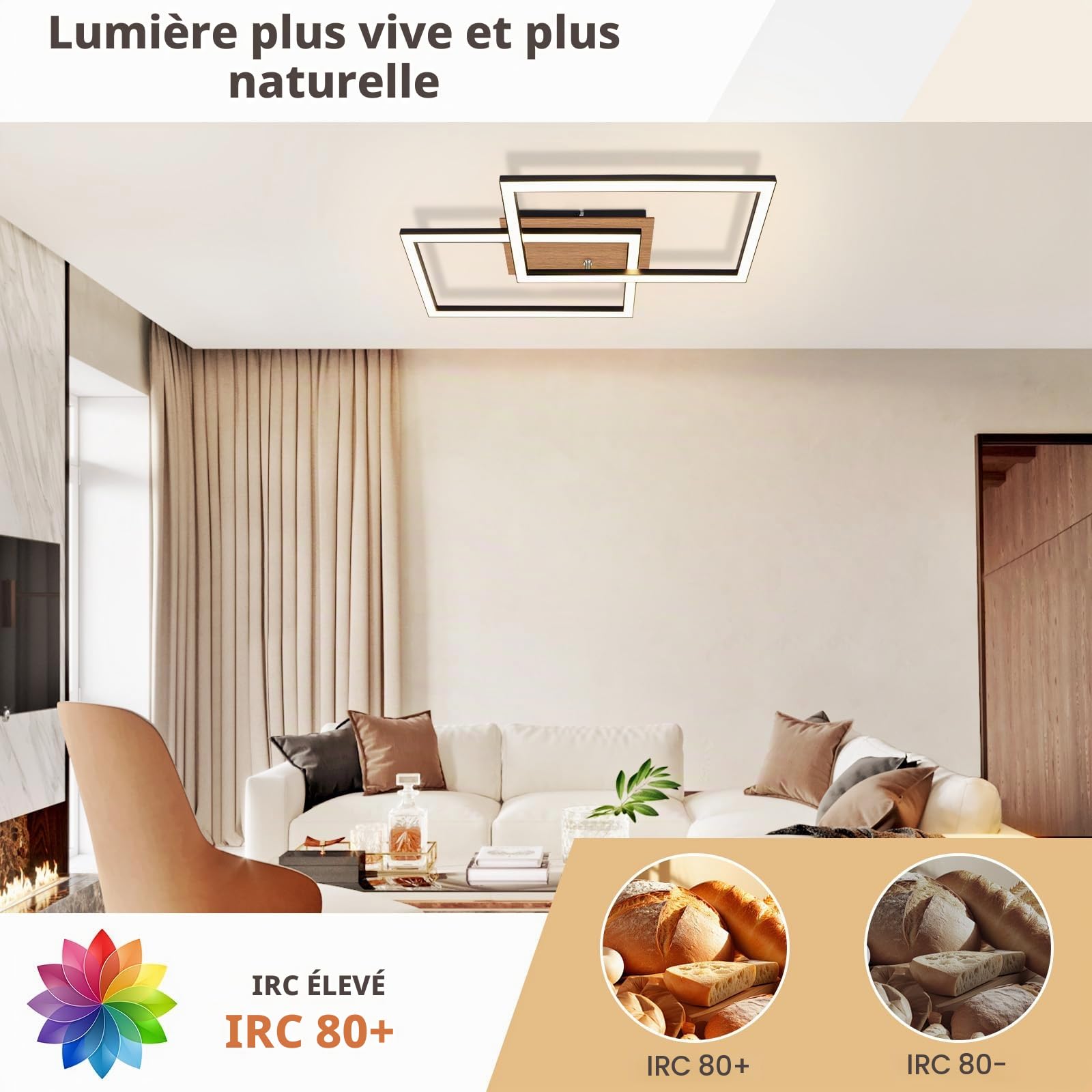 CBJKTX Plafonnier LED Moderne Lampe de plafond - Bois 3000K Blanc chaud