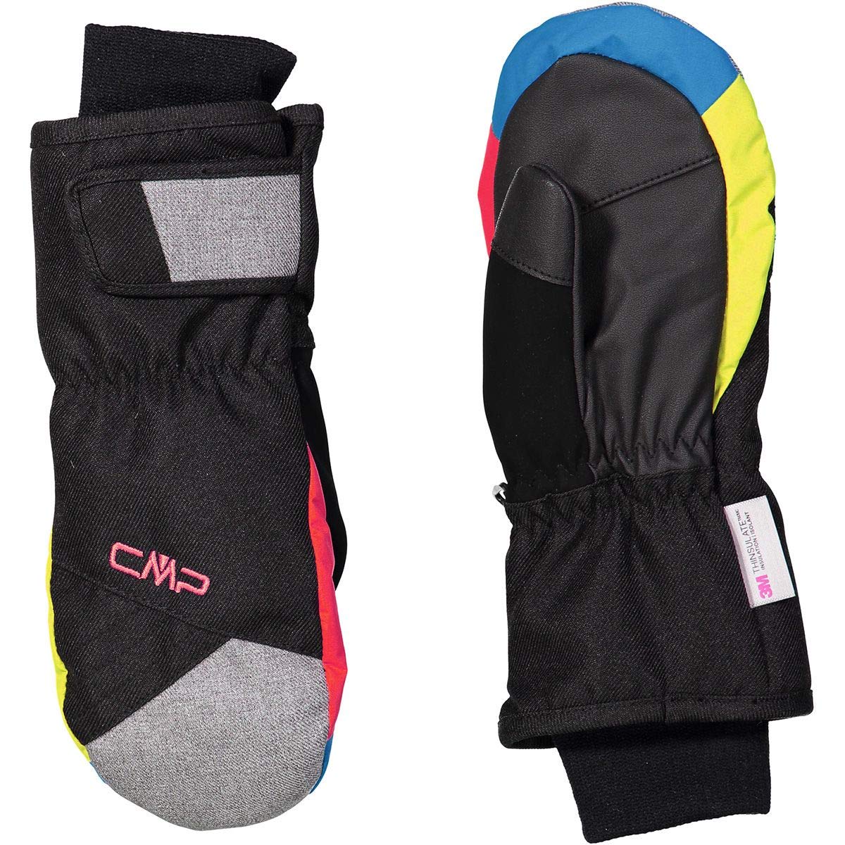 CMP - Kids Twill Ski Mitten, Black-B.Jewel-Strawberry, 4.5