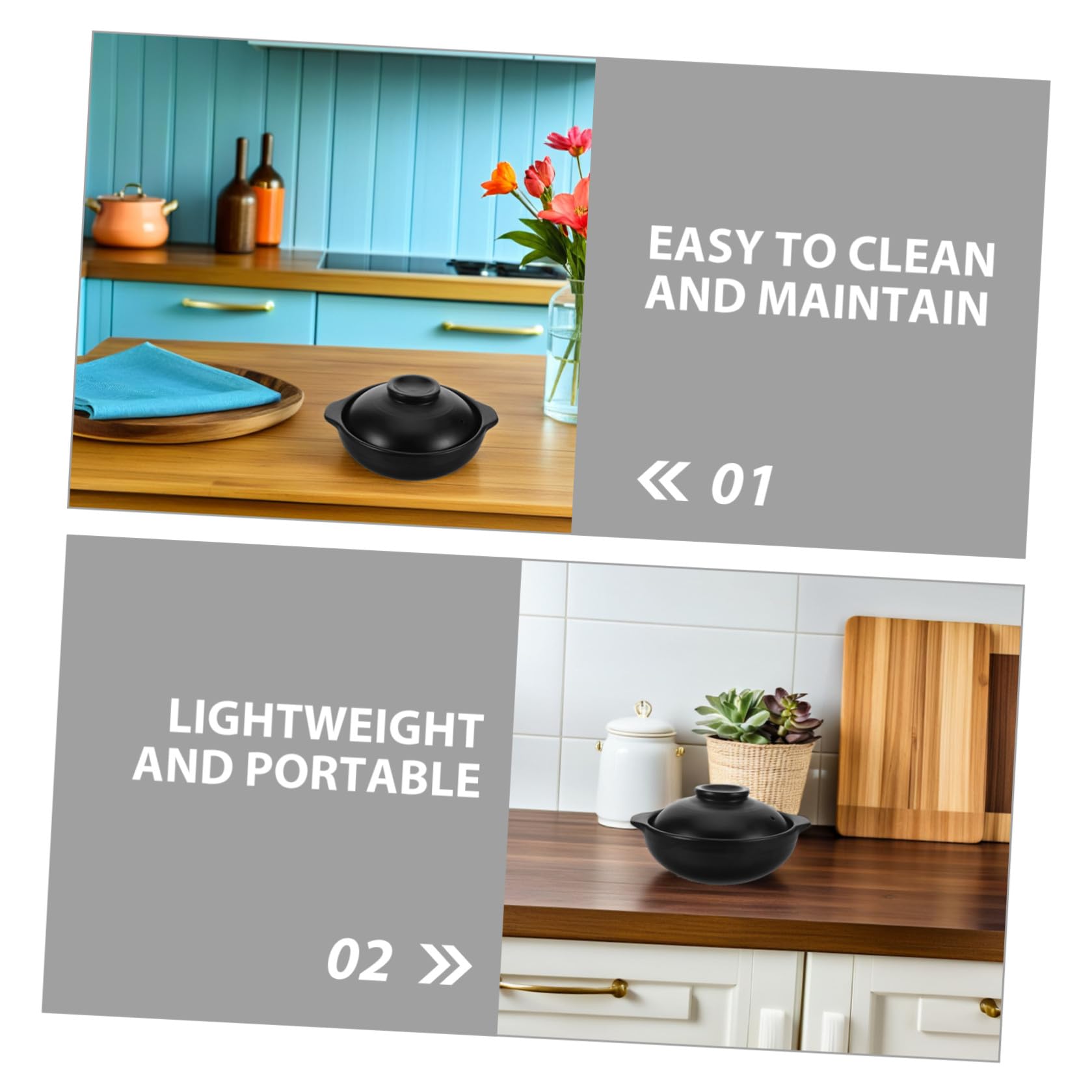 NOLITOY Olla de barro coreana con tapa resistente al calor para cocina y restaurante cazuela de terracota para arroz guisos y comida tradicional fácil de limpiar y portátil 600ml