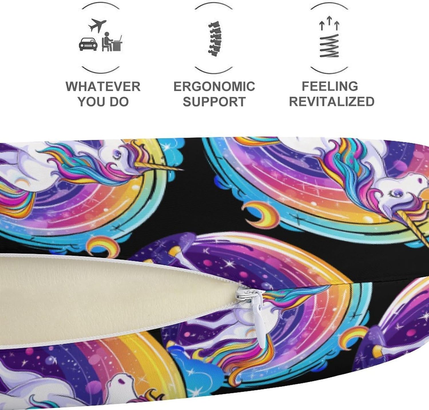 Uni-Corn-Horse Travel Pillow U Shape Neck Pillow Washable Pillowcase for Sleeping Chair