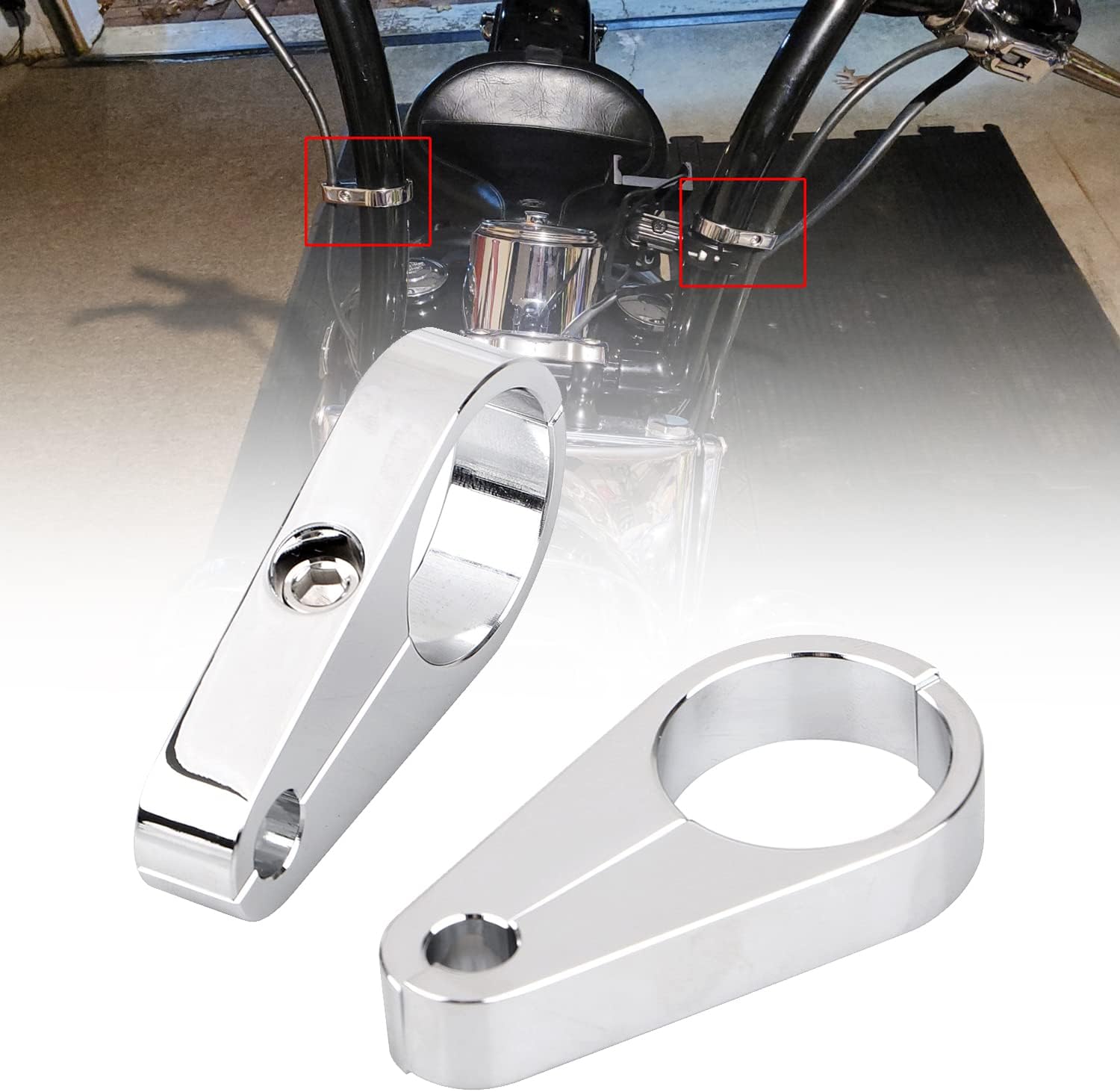 Chrome 1 1/4" Handlebar Brake Clutch Cable Clamps For Honda K-awasaki S-uzuki Y-amaha Softail Touring Electra Glide Road Glide Road King Street Glide