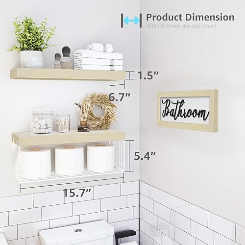 Miniatura 10 de QEEIG Juego de muebles de baño, estantes sobre el inodoro, decoración de baño, decoración de granja, letrero de decoración estética, estante de