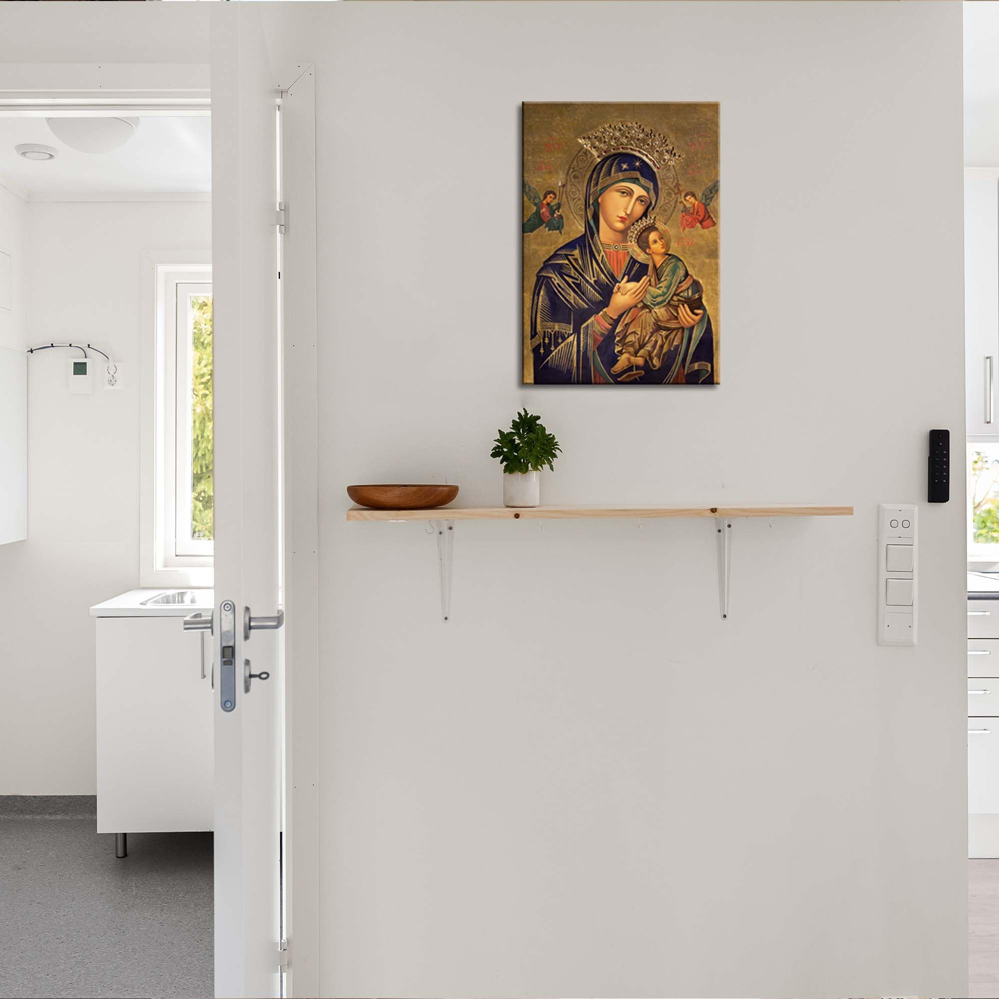 ARNLRDYA Our Lady of Perpetual Help Wall Decor Russian Orthodox Icon Picture Canvas Art HD Print Wall Art Painting for Bedroom Living Room Decoration Poster with Frame Ready to Hang(14''Wx20''H)