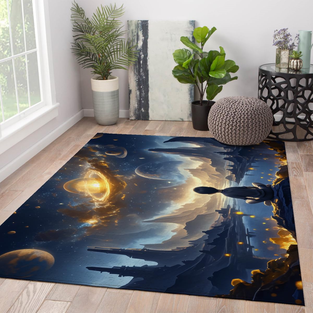 Tapis espace extra atmosphérique avec effet 3D mystérieux ciel étoilé moquette 80x150cm