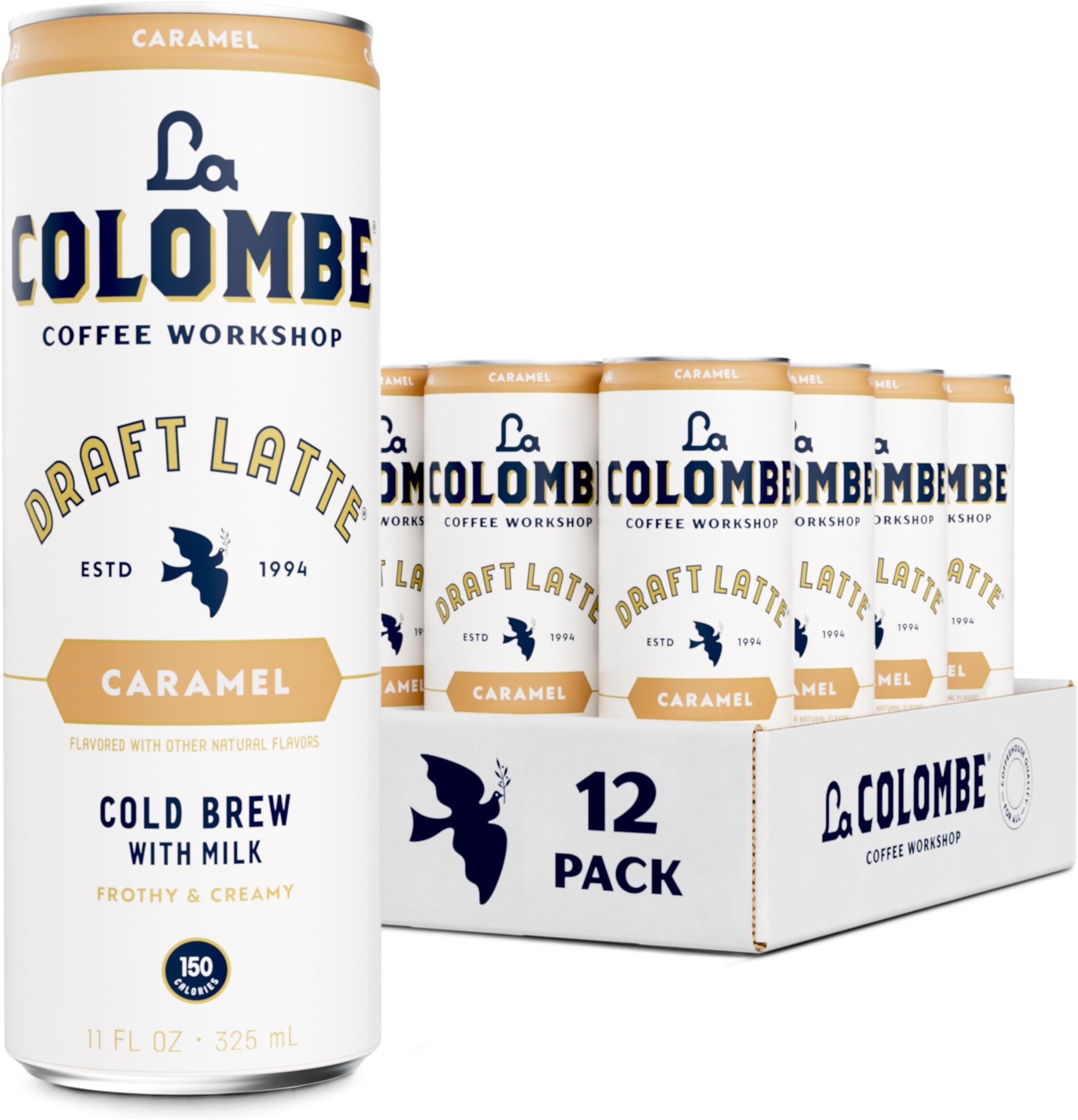 La Colombe Coffee, Caramel Draft Latte, 11 fl oz Cans (Pack of 12), Coffeehouse Quality Cold Brew, Specialty Grade Coffee Beans, Ready-to-Drink On-the-Go