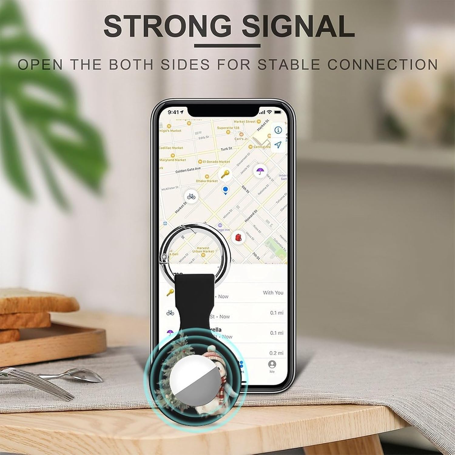 Penguins Christmas Tree Case Compatible with AirTag Holder Cover with Keychain Ring for Bags Luggages