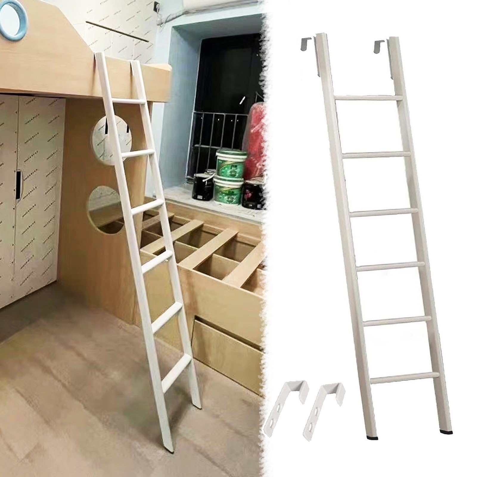 Escalera para Cama, Escalera - Escalera para literas de Granja o hogar, Escalera de peldaños Largos de 39"/49"/59" para remolques (Tamaño: 5 peldaños 150cm/59)