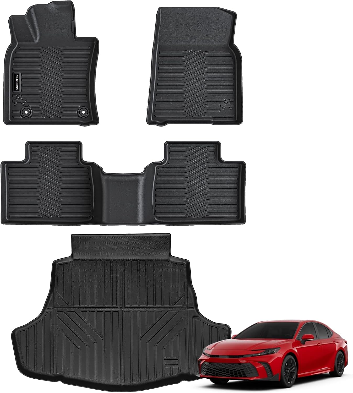 All Weather Floor Mats Cargo Mat Fit for Toyota Camry 2025 Hybrid LE/SE/XLE/XSE TPE Liners Camry Accessories All Season Guard Odorless Anti-Slip Floor Mats Cargo Liner Black floor + trunk mat for camry include hybrid 2025