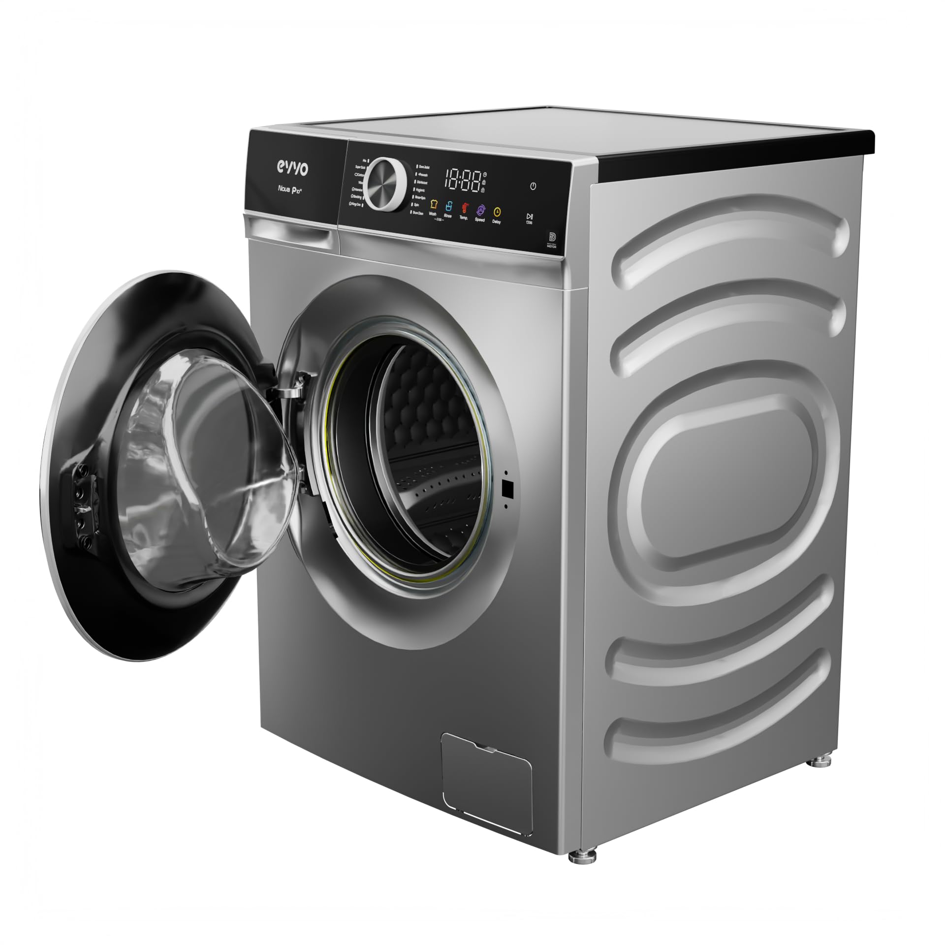 EVVO Lavadora Carga Frontal Nova P10X - Lavadora 10kg, Efic. Energética A, Motor Inverter eDRIVE, 1200 RPM, Tecnología SMART LOAD, Tambor ePROTECT, Pantalla Táctil, 14 Programas, Inox