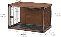 Vista 2 de IRIS USA - Jaula de madera moderna para perros, elegante estilo mueble, para interiores y mesa auxiliar para perros pequeños a medianos, jaula