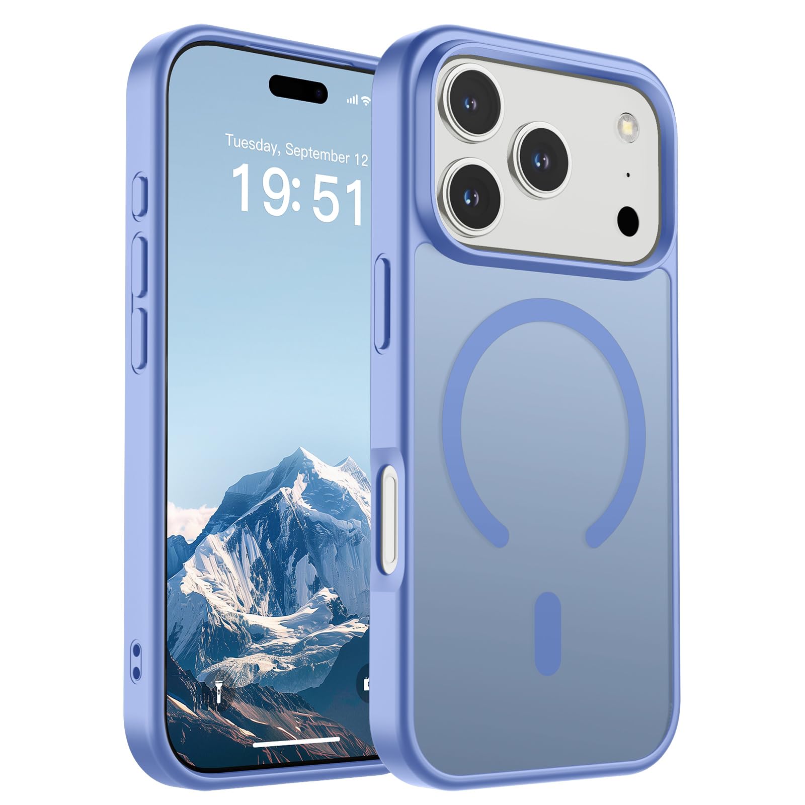 Photo 1 of SUPFINE Magnetic for iPhone 17 Pro Case (Compatible with MagSafe)(Military Grade Drop Protection) Translucent Matte Shockproof with Anti-Fingerprint Phone Cover,Blue Purple