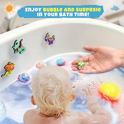 Miniatura 4 de 20 bombas de baño para niños con juguetes de succión de dinosaurio en el interior, bombas de baño sorpresa orgánicas naturales para niñas y niños en