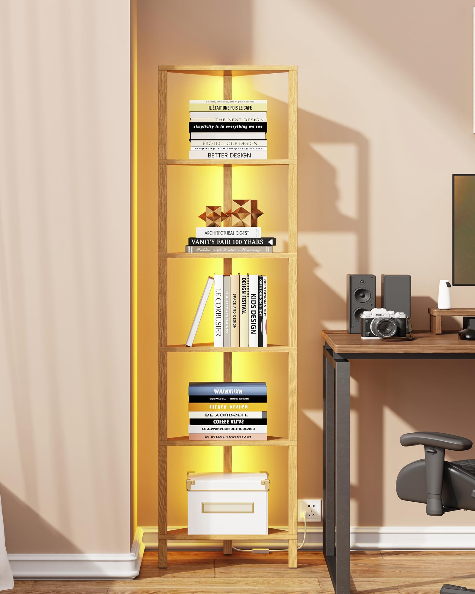 TUTOTAK LED Corner Bookshelf - Storage & Display -17
