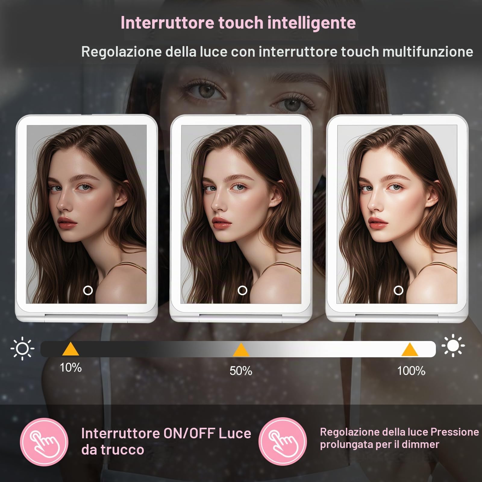 SURFOU Specchio Trucco con Luci LED Ricaricabile USB-C — immagine 8 di 16