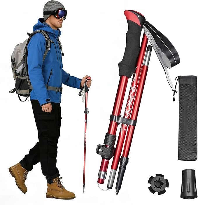 Deepfeel Collapsible Trekking Pole with 7075 Aluminum