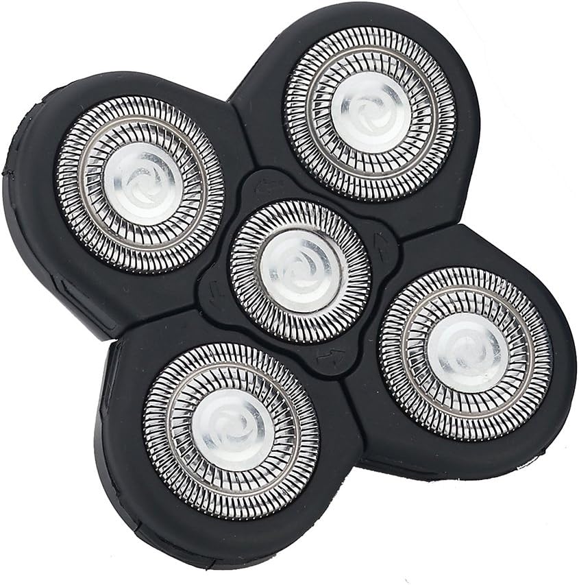 Men 5 Blade Rotary Razor 5D Replacement Head, Alternate Floating Washable Electric Shavers Trimmer Electric Shaving Head (Black)