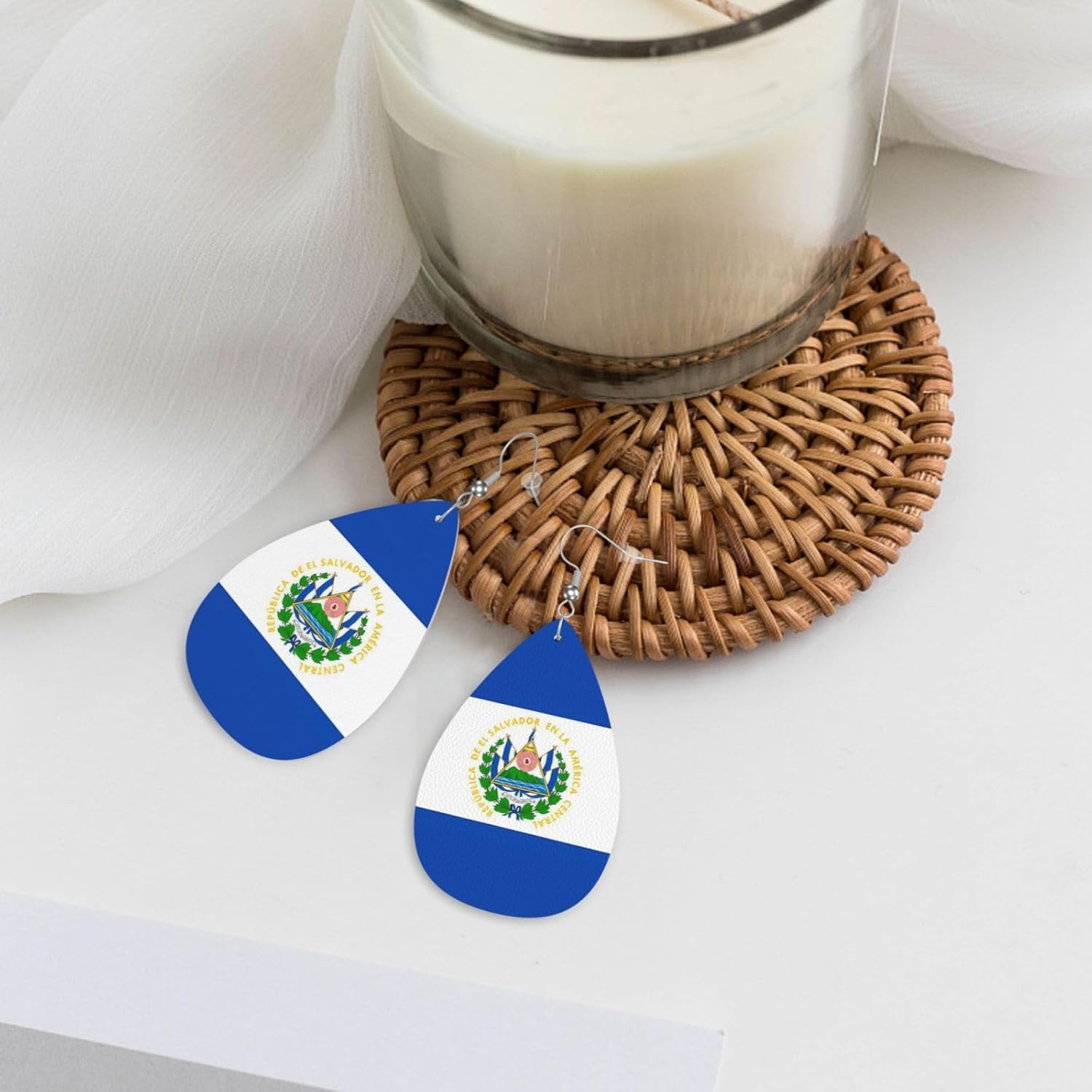 Country Flag Teardrop Earrings For Women Lightweight Leather Dangle Earrings Patriotic Jewelry Gifts - Image 7