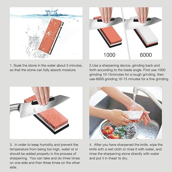 DDF IohEF Sharpening Stone 1000/6000 Grit, 2-in-1 Double-Sided Sharpener