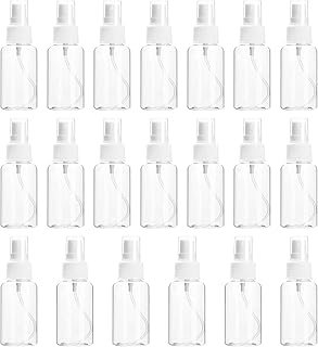 20 Pack Plastic Spray Bottles, 2 oz Refillable Clear Spray Bottles with Lids, Fine Mist Spray Bottles for Perfumes Essential Oils - Mini Empty Travel Bottles