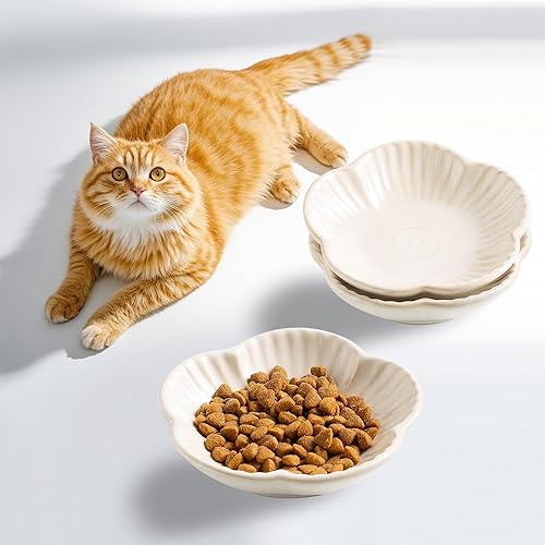 Miniatura 2 de Tazones de comida para gatos, platos de cerámica para gatos, plato para comida, agua y aperitivos, 4.72 pulgadas, uso en interiores y exteriores,