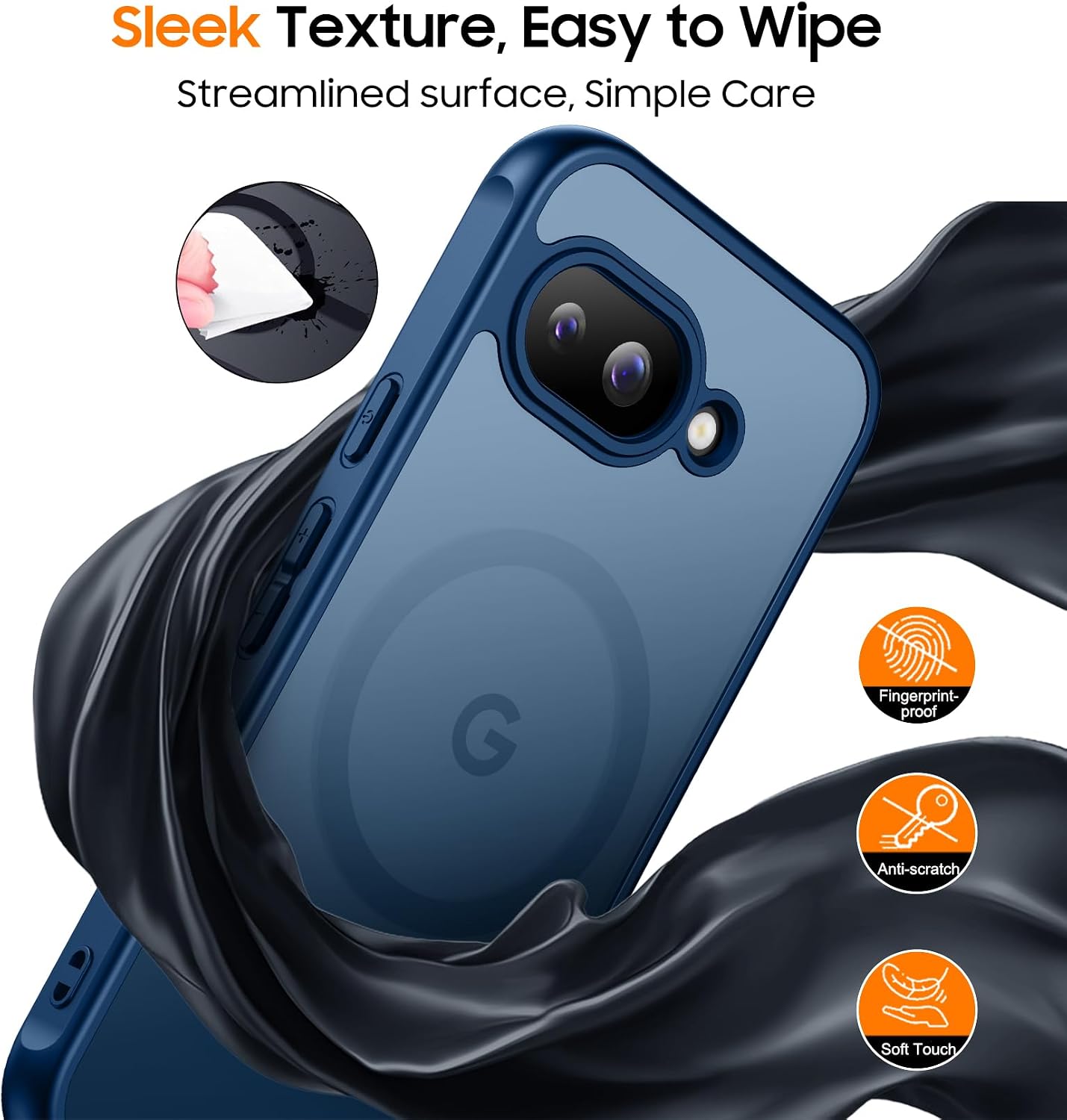 Designed for Magnetic Google Pixel 9A Case,[Compatible with MagSafe] [Military Grade Drop Protection] Slim Translucent Matte Shockproof with Anti-Fingerprint Phone Case 6.3"-Seablue image 5