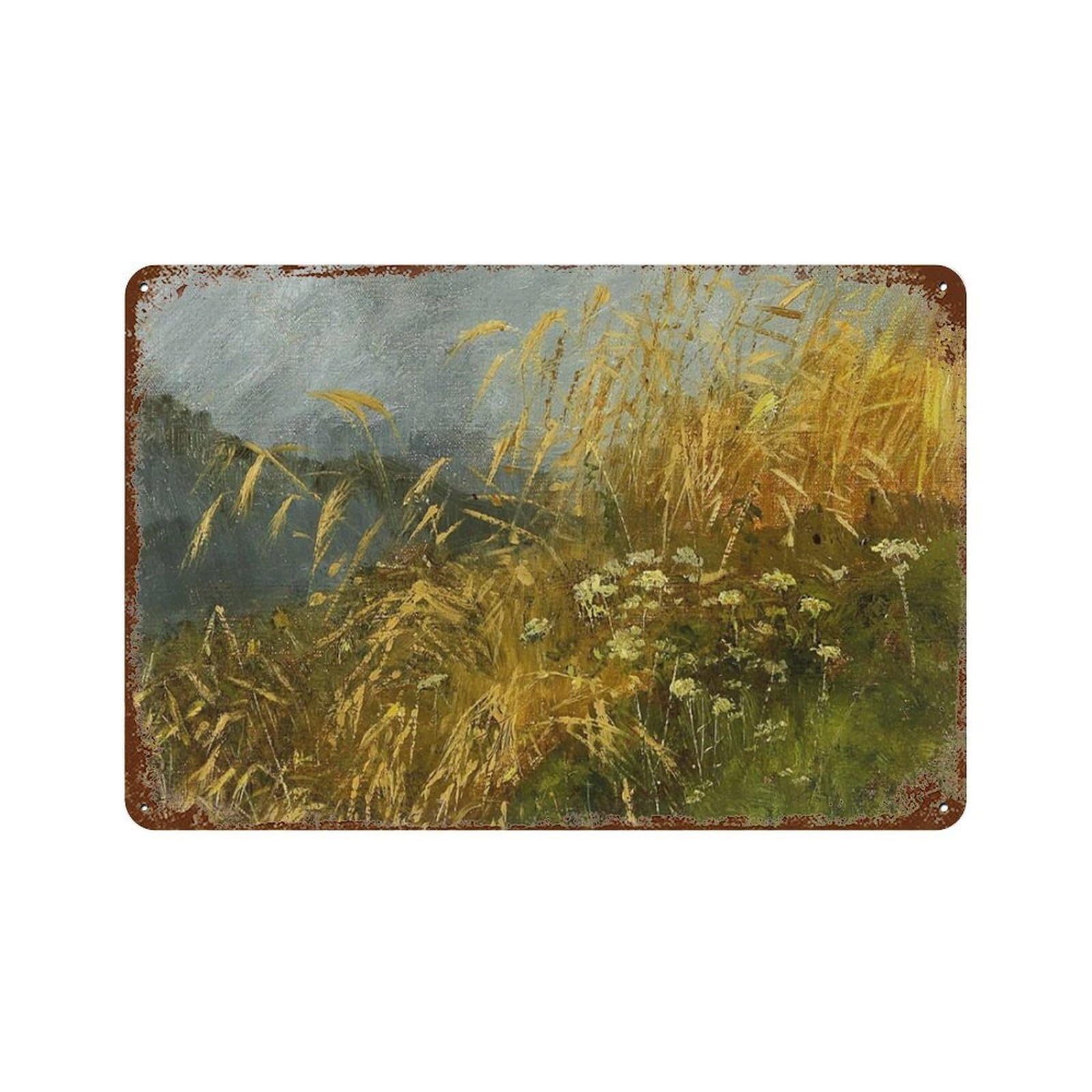 xiaoxiaoshen Vintage Pampas Grass Field Farmhouse Wall Decor Art Metal Tin Poster Modern Home Decor Art Home Bar Shop Decorations Vintage Sign 20x30cm