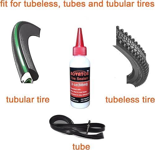 Miniatura 6 de NOVATOR Sellador de neumáticos de bicicleta de alto rendimiento para tubulares, tubulares, tubos, sella más rápido, dura más tiempo, microfibra para