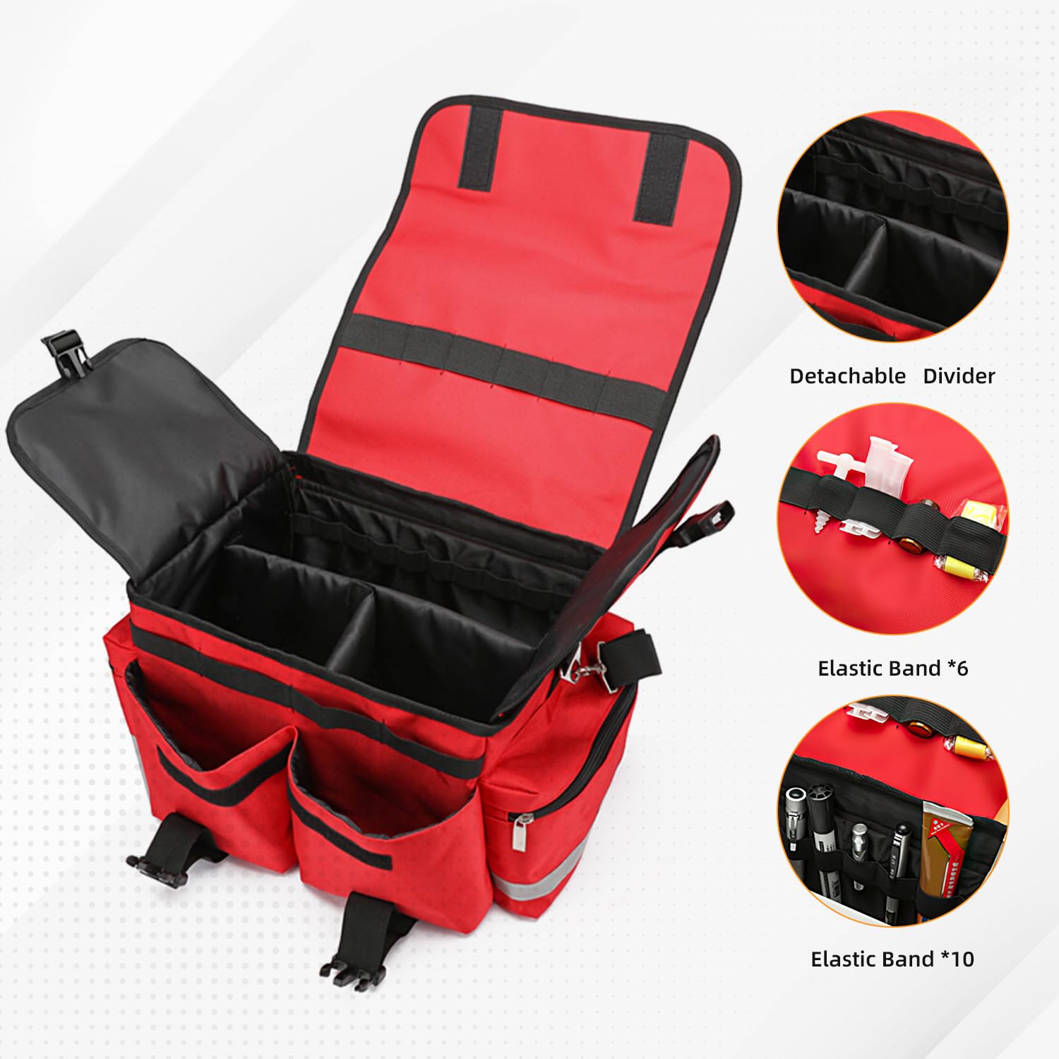 Be-Better Bolsa vacía profesional de primeros auxilios, 12 x 17 x 11 pulgadas, transportador de primeros auxilios EMT para paramédicos y kit de suministros médicos de emergencia, ligera y duradera