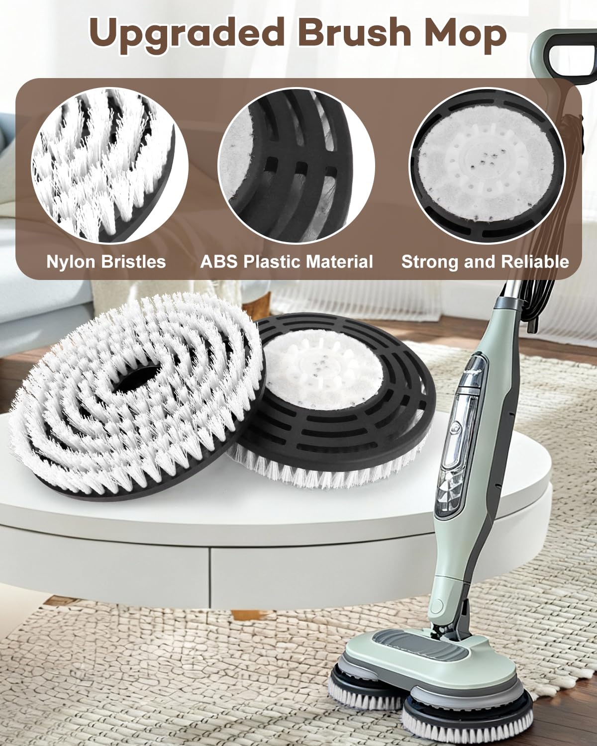 Chuancheng Confezione da 2 testine di ricambio per mocio S8201 per scopa a vapore Shark S8201 S8001 S7000 S7001 S7201 S7020 spazzola professionale per pulizia e lucidatura per pavimenti duri