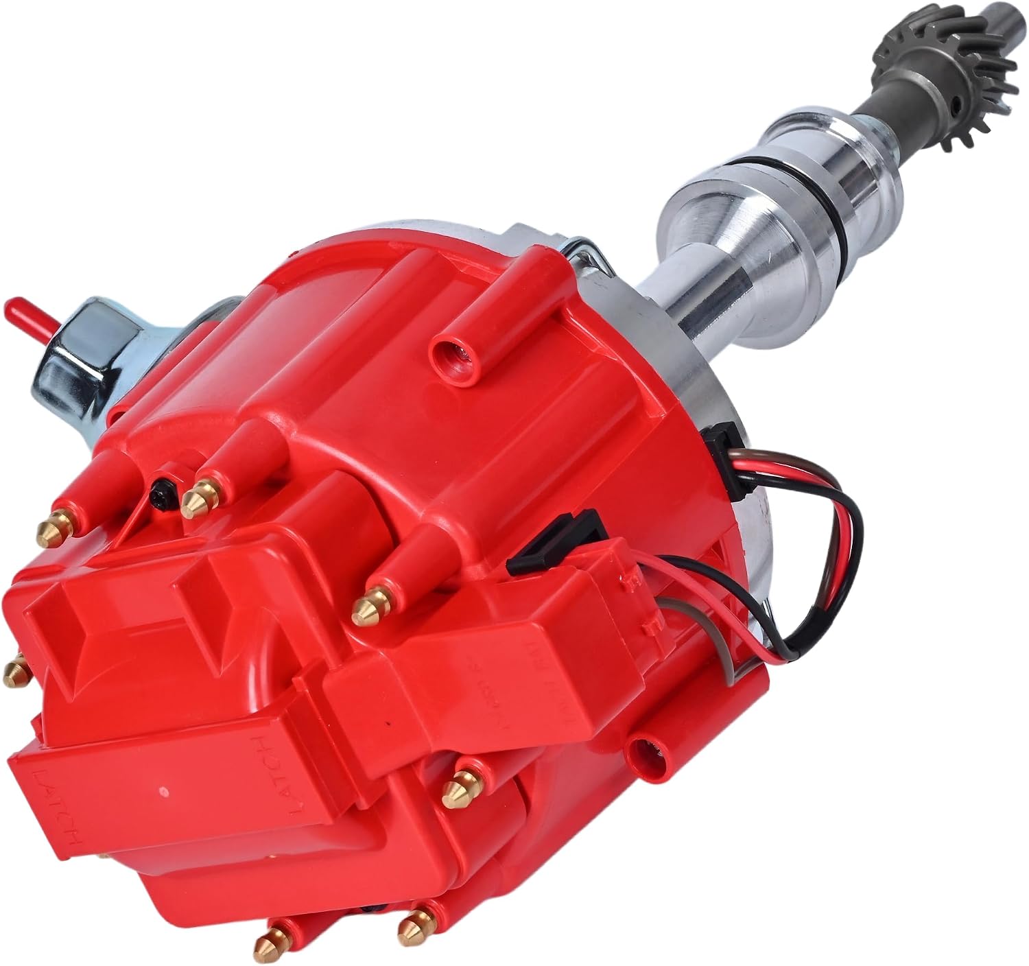RLP Ignition Distributor With Cap & Rotor Compatible with Fo-rd 400 429 460 351C 351M V8 65K Volt Coil 7500 RPM HEI Distributor Replace 1046013 PE332U PE332 JM6506BL Red