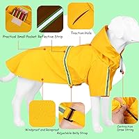 Vista 3 de Impermeable para perro grande, ajustable, impermeable, ligera, para mascotas, con tira reflectante, poncho con capucha para perros pequeños