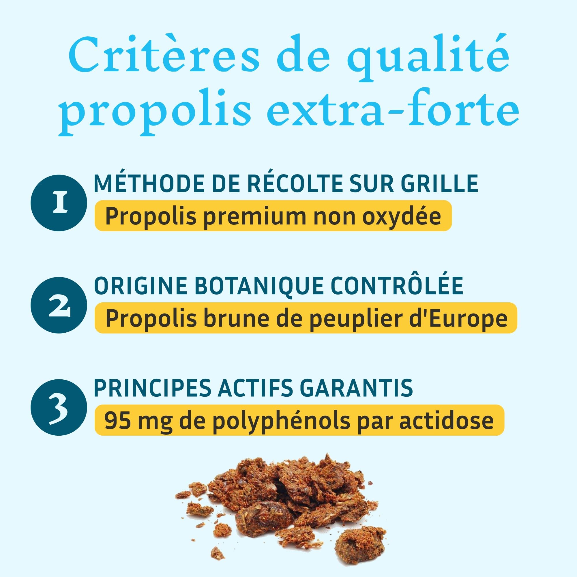 Teinture mère de propolis BIO, Défense Immunitaire & gorge irritée, Cure de 20 jours, 20 Actidoses, 95 mg Polyphénols par Dose, 100% naturel, Fabriquée en France, POLLENERGIE.