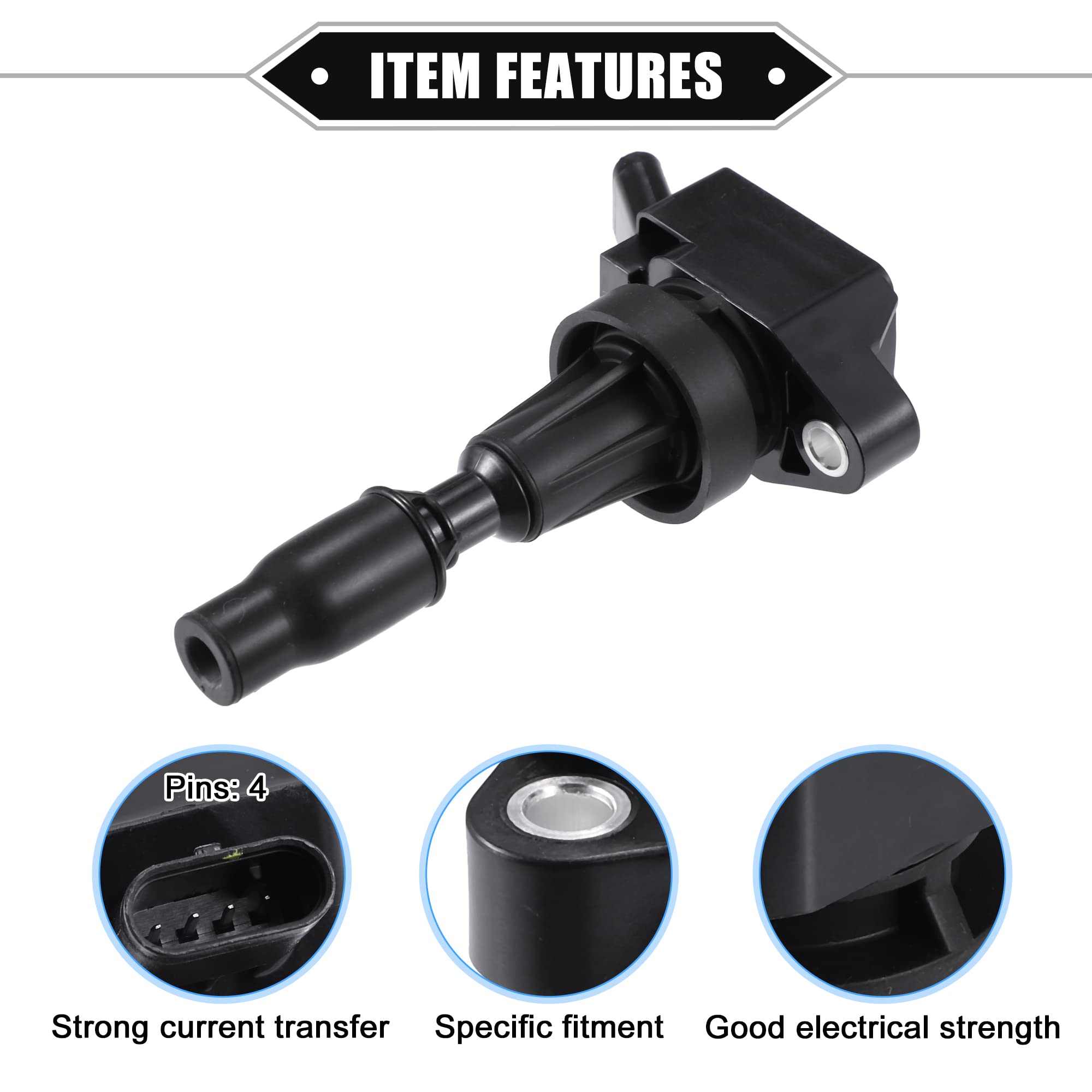 QUARKZMAN 4 Uds Bobinas Encendido Compatibles para Hyundai Elantra L4 1.6L, Negro