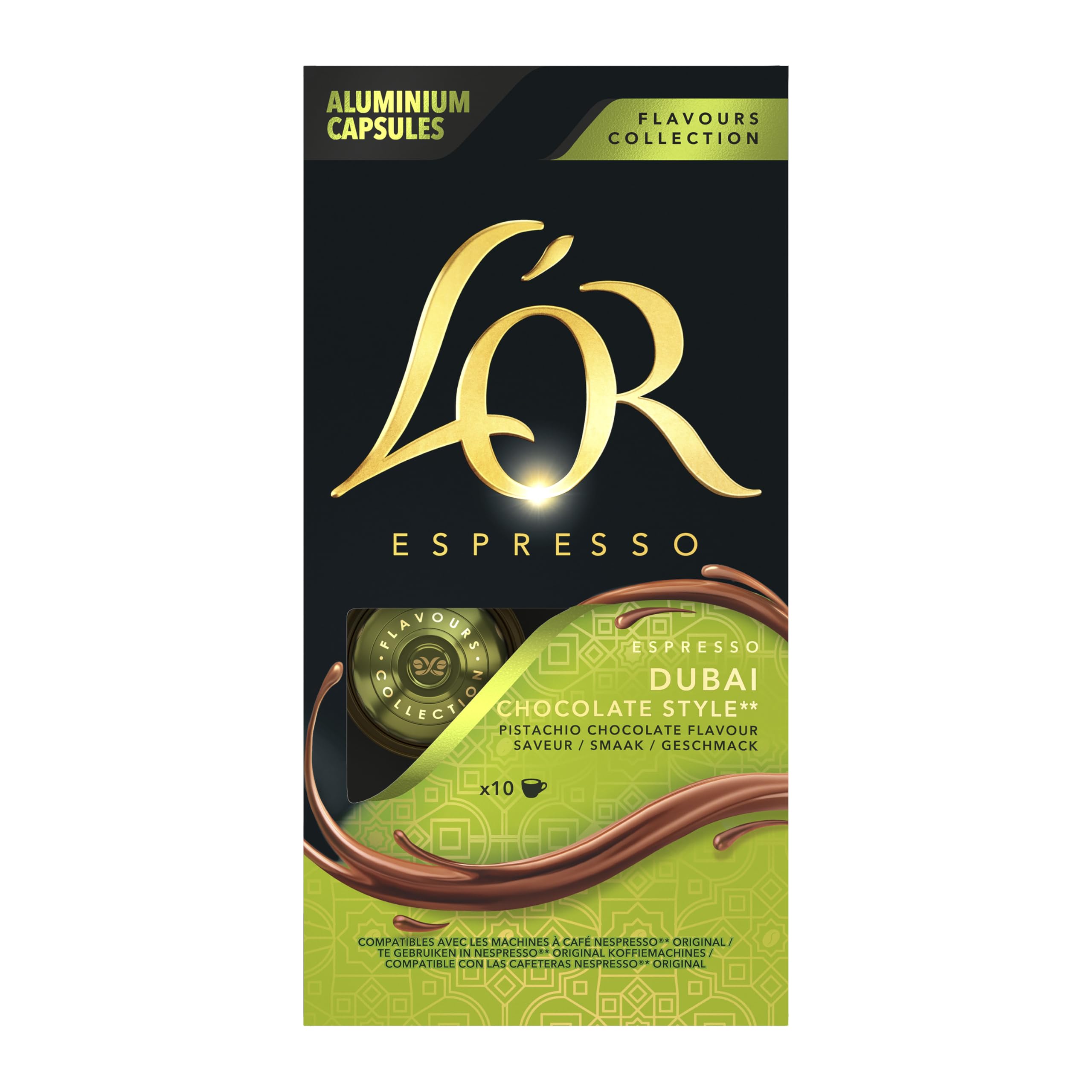 L'OR Espresso Café Dubai Chocolate | 100 Cápsulas | Sabor Pistacho con Chocolate, Compatible con máquinas Nespresso