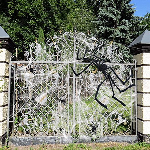 Tissuedeep 6.6 Ft. 200Cm Giant Huge Black Spider Decorations, Halloween Outdoor Large Size Realistic Fake Hairy Spider Props Decor For Halloween Party, Patio Big Spiderweb Decorations #TOP7