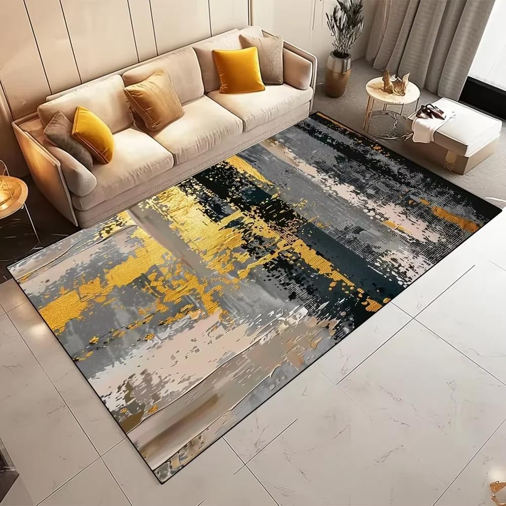 Tapis antidérapant et lavable 240 x 240 cm pour salon moderne sécurisé