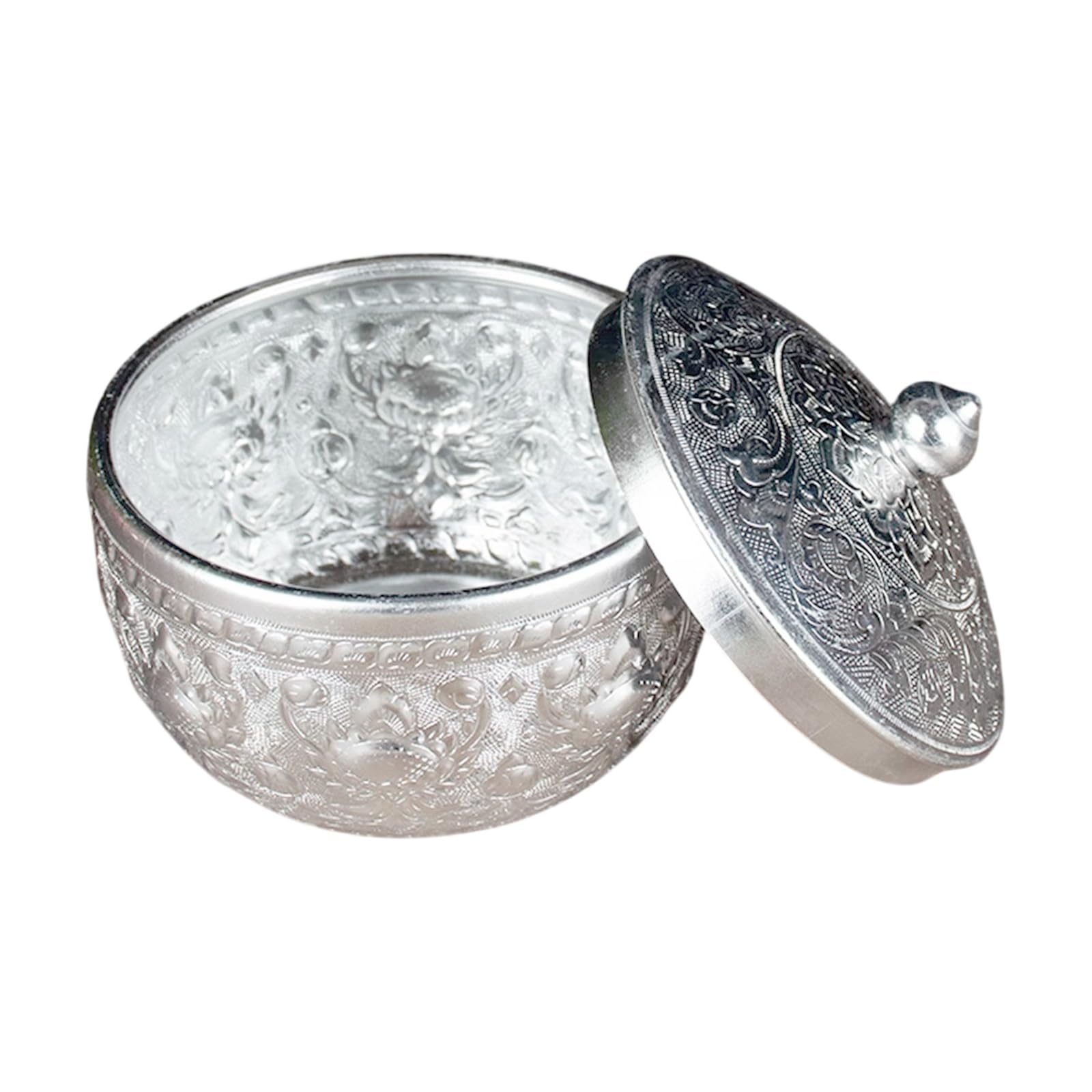 TQUXNGA Thai Styles Silver Pewter Serving Dishes for Tea Ice and Chilled Soups Elegant Dining Accessory Camping Food Container